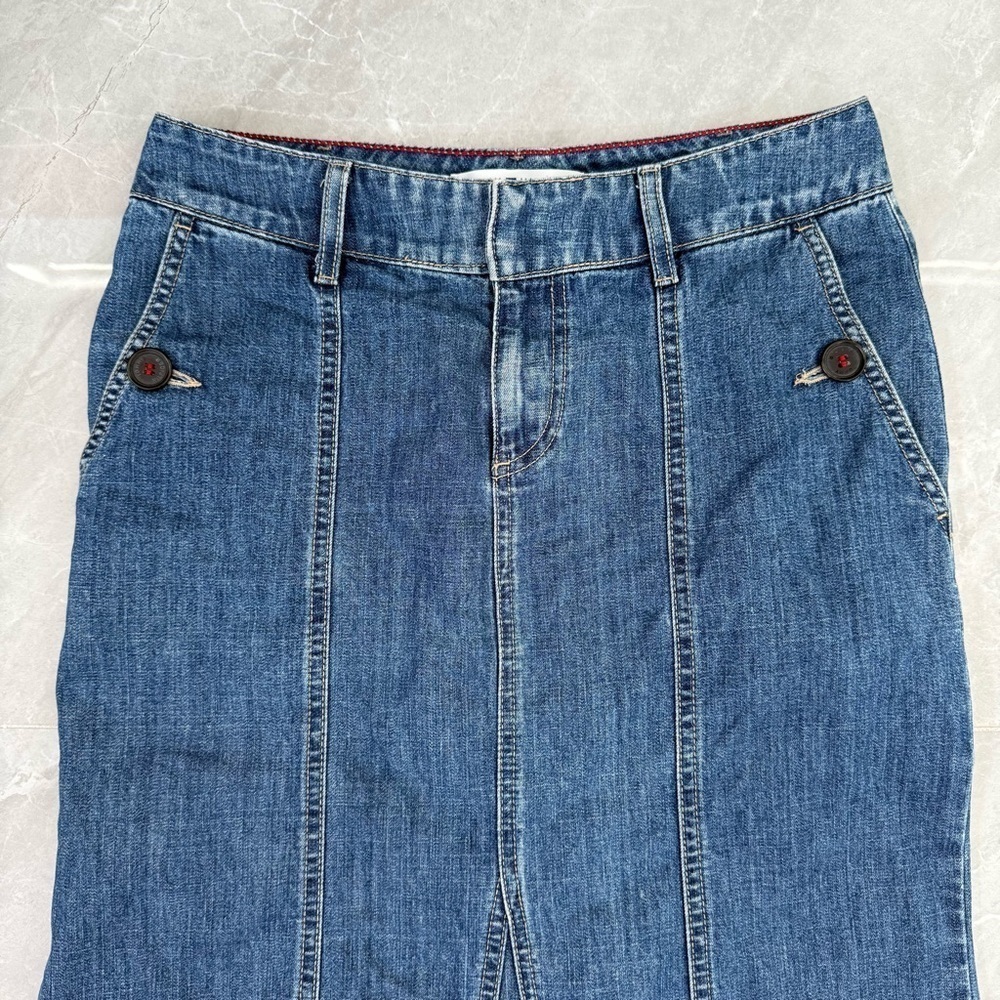 Women’s Vintage Tommy Hilfiger Jeans 100% Cotton Denim Skirt Size 6 Buttons Y2K - Picture 2 of 16
